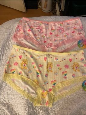 Pink & Yellow Care Bears Print Girls' Cotton Briefs - 2-Pack